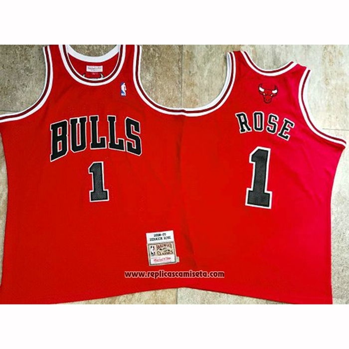 Camiseta Chicago Bulls Derrick Rose #1 Hardwood Classics Throwback 2008-09 Rojo